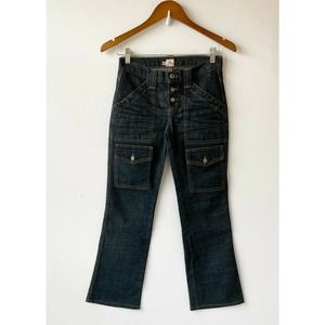 Vintage Joie Flare Jeans Women's 25 Dark Blue Button Fly Dark Wash Boot Cut Y2K